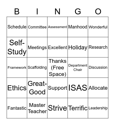 SMINGO Bingo Card