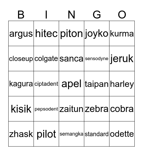 CEWEK CANTIQUE Bingo Card