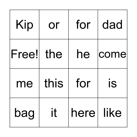 It Is for Kip Bingo Card