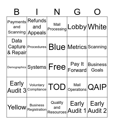 Tax Operations Division - RSpace Bingo 9/27/13 Bingo Card