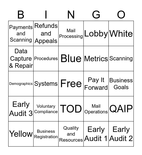 Tax Operations Division - RSpace Bingo 9/27/13 Bingo Card