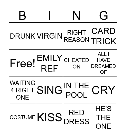 THE BACHELOR PREMIERE Bingo Card