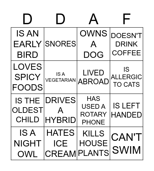 BINGO! Bingo Card