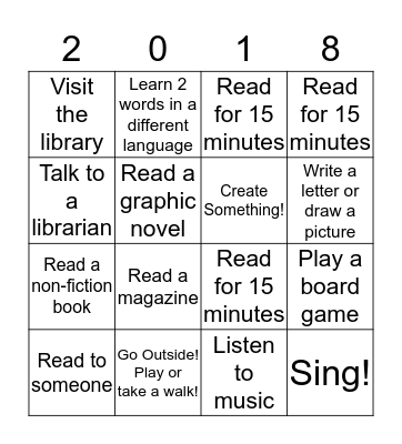 WINTER READING CHALLENGE Bingo Card