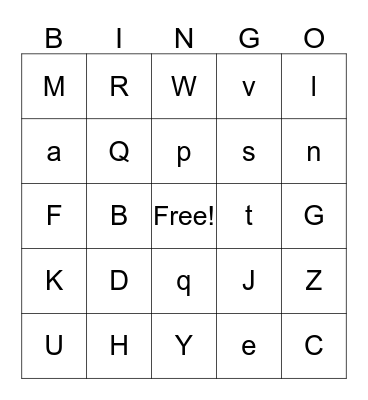 Alphabet Bingo Card