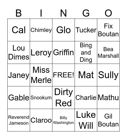 A Gathering of Old Men Bingo Card