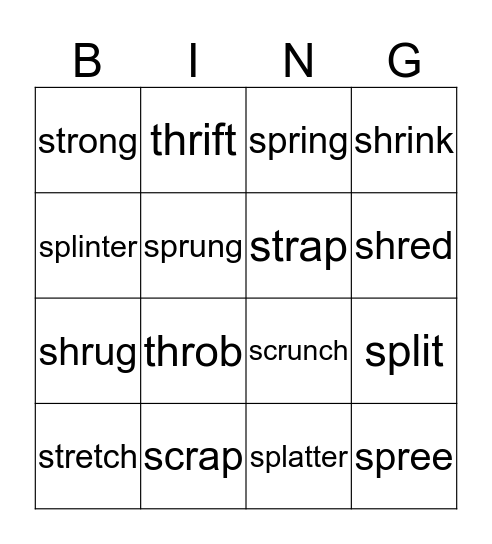 P2T2 Ch 1 Phonics Bingo Card