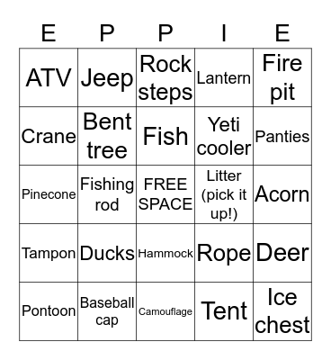 Lost Weekend BINGO Card