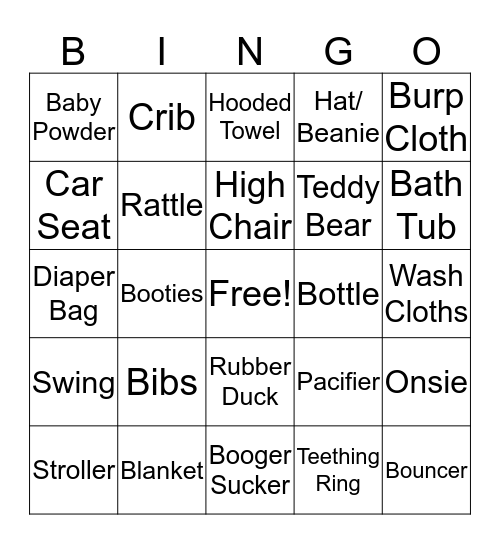Nautical Baby shower Bingo Card