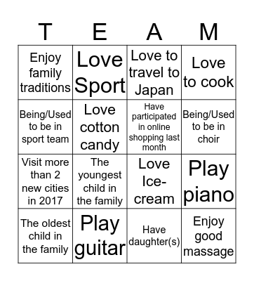 TB Planning Team Bingo Card