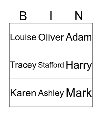 People At The Hub Bingo Card