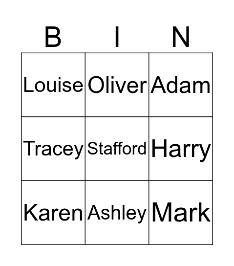 People At The Hub Bingo Card