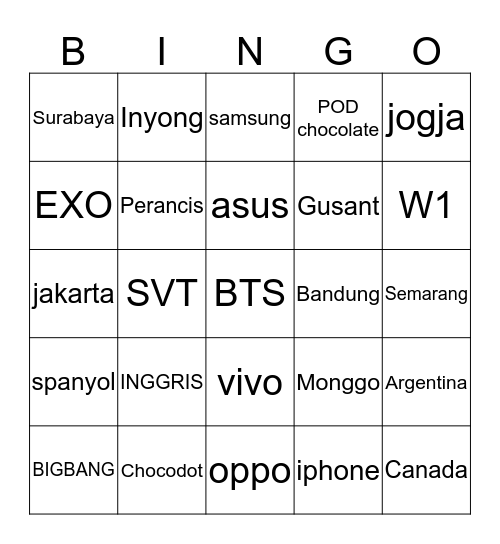 Untitled Bingo Card