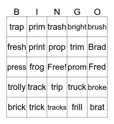 br,pr,fr,tr Bingo Card