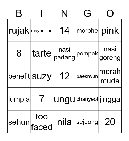 CEWEK CANTIQUE. Bingo Card