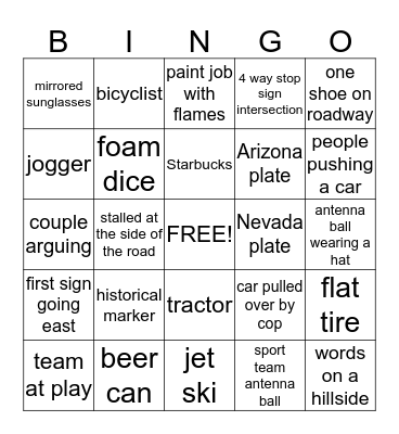Courtney's Bingo Card