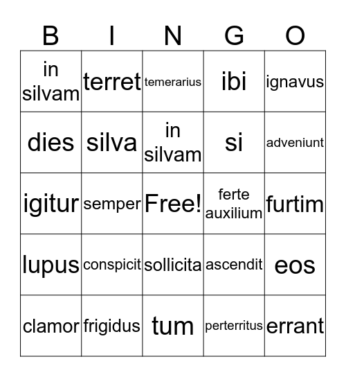 verba! Bingo Card