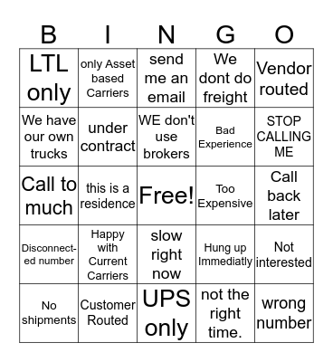 REJECTION BINGO Card