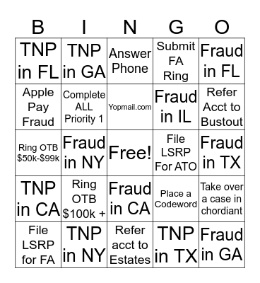 Linker BINGO Card