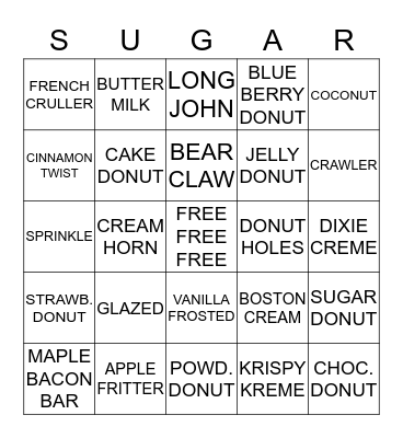 DONUT BINGO  Bingo Card