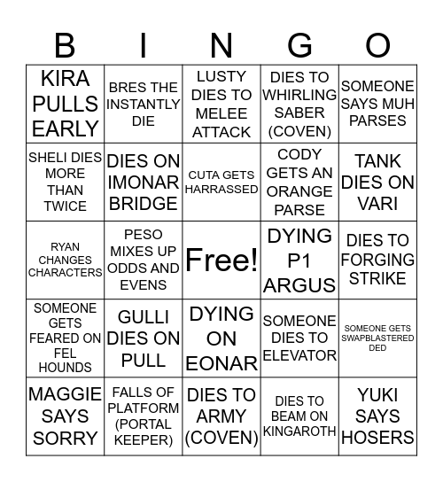 Hubris FUCKS UP Bingo Card