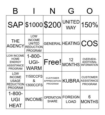 CUSTOMER OUTREACH Bingo Card