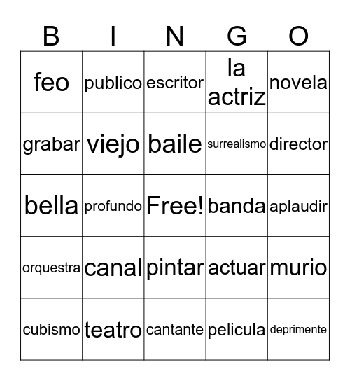 vocab Bingo Card