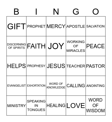 BIBLE BINGO Card