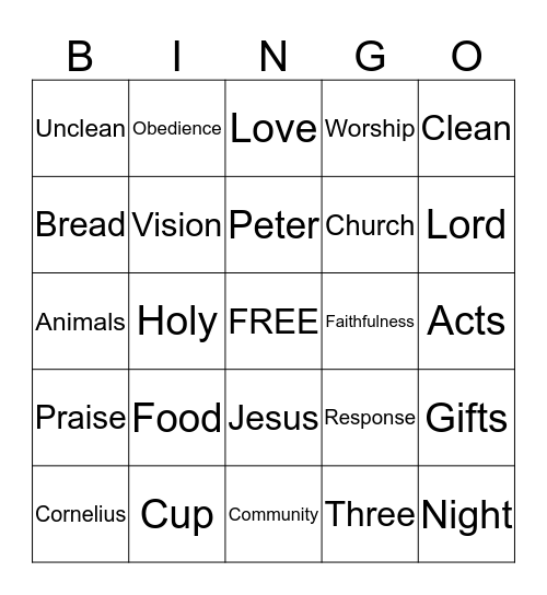 Word Bingo Card