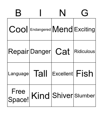 3rd grade vocabulary  Bingo Card