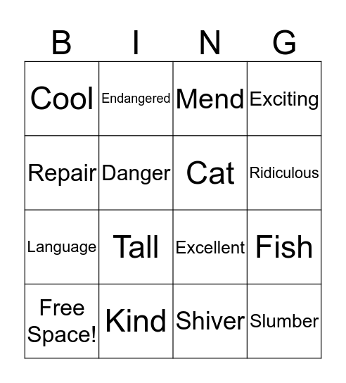 3rd grade vocabulary  Bingo Card