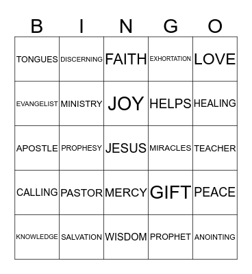 BIBLE BINGO Card