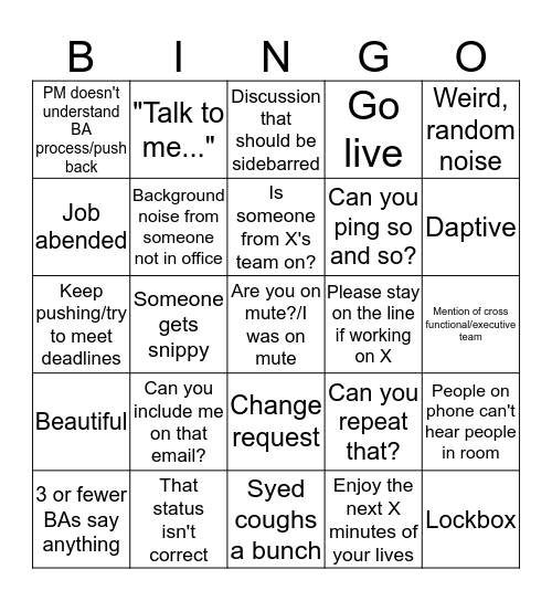 2018 - Year of the Meeting Bingo Card