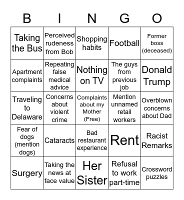 Grandma's Phone Bingo Card