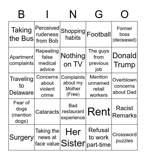 Grandma's Phone Bingo Card