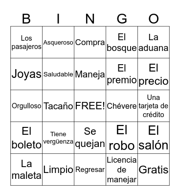 Los Baker van a Perù: Capítulo 1-5 Bingo Card