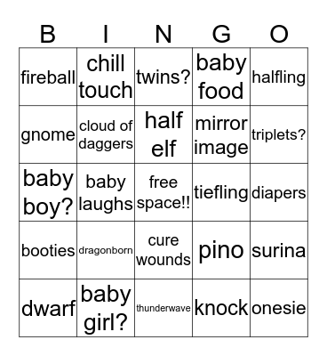 baby shower!!!! Bingo Card