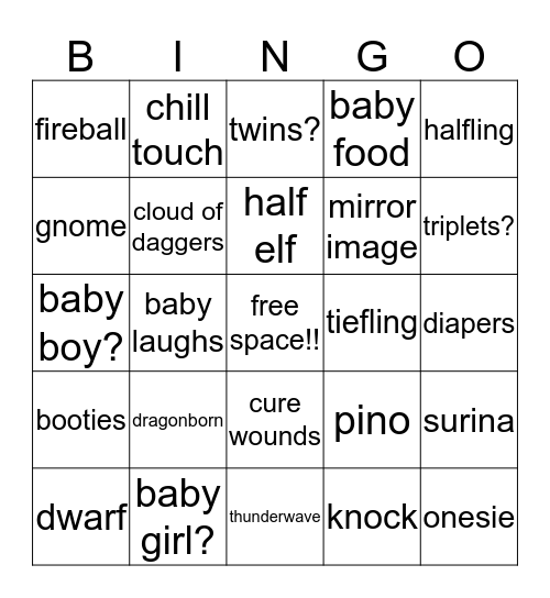 baby shower!!!! Bingo Card