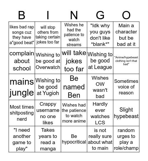 BEN BINGO Card