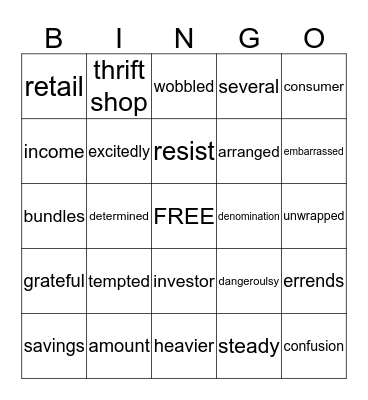 Reading Street Q1-5 Bingo Card
