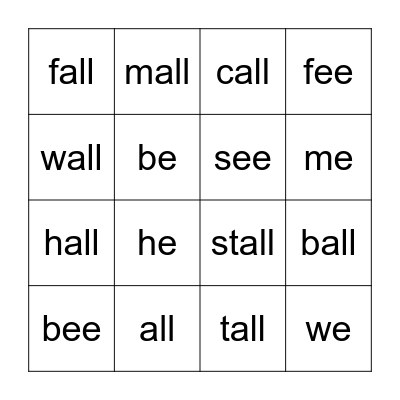 SW:  she, all Bingo Card