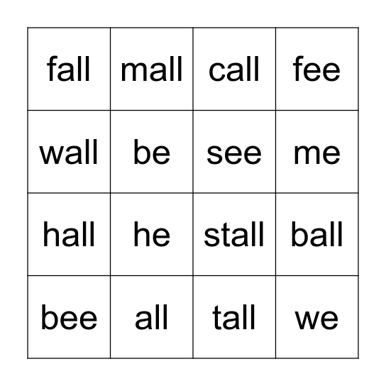 SW:  she, all Bingo Card