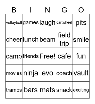 EVO CAMP BINGO Card
