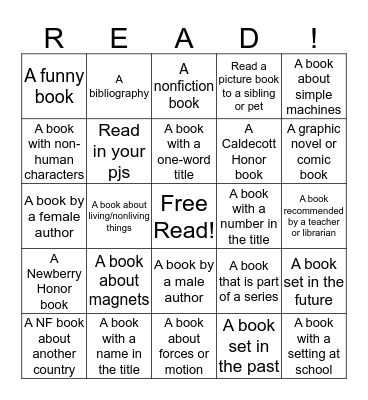Winter Reading Bingo Card