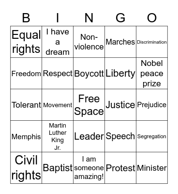 Happy Birthday Dr. Martin Luther King Jr.  Bingo Card