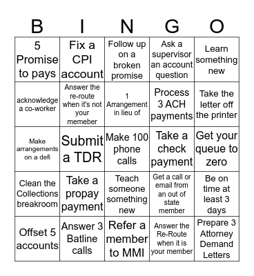 Collections BINGO Card