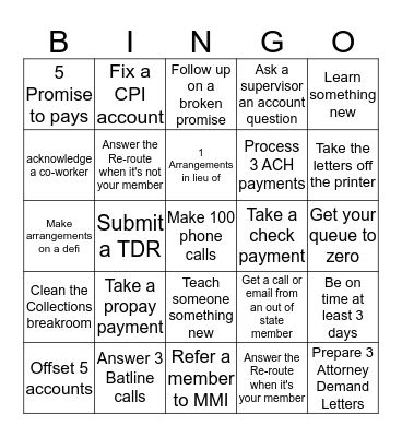 Collections BINGO Card
