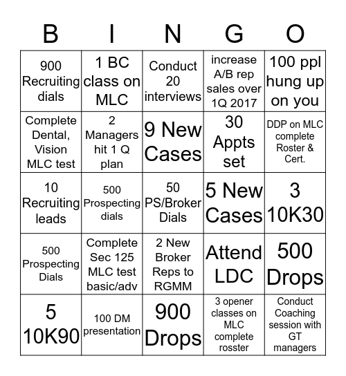 1Q-Territory Instructor Bingo Card