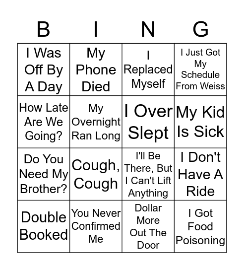 Gig Staffing Bingo Card