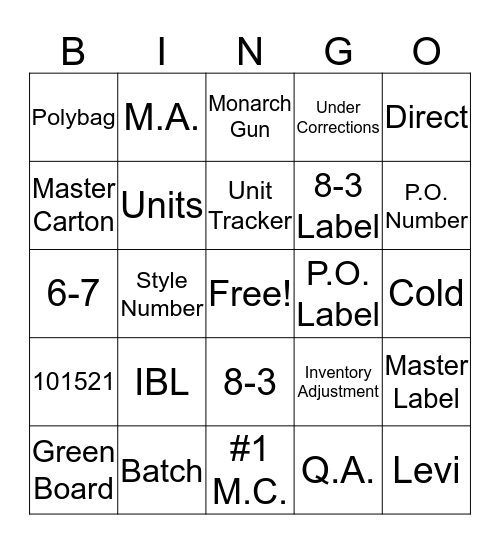 Corrections 101  Bingo Card